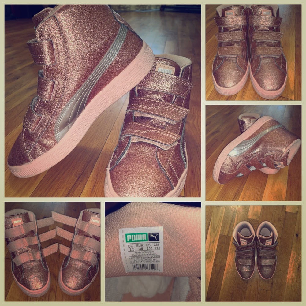 Super Cute Rose Gold 3 Strap Girls Pumas